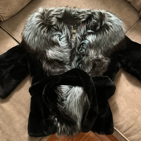 EUC - SASSOFONO Natural Faux Fur Foxy Coat - Picture 5 of 7